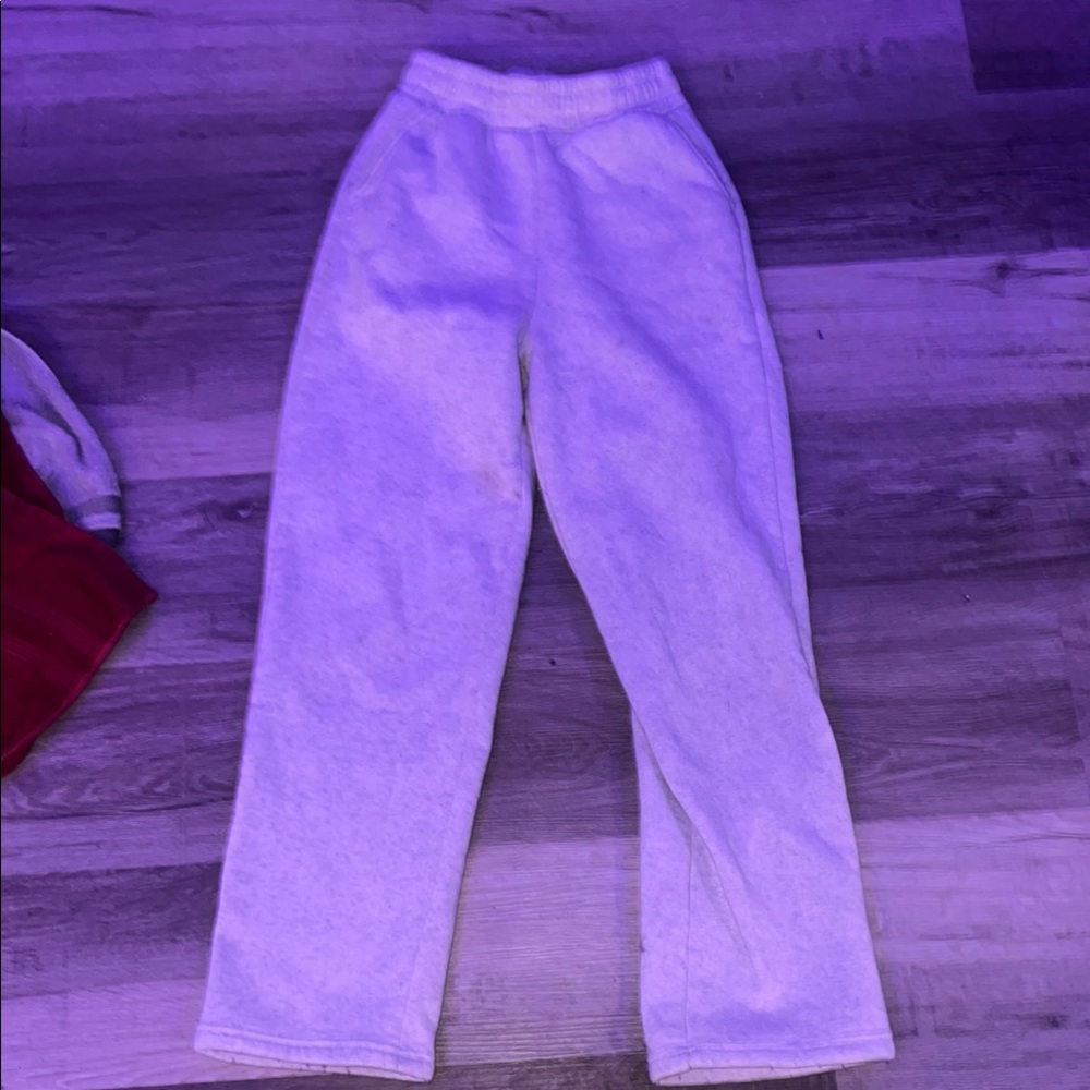 Gray Soft Elastic Waist Sweatpants
